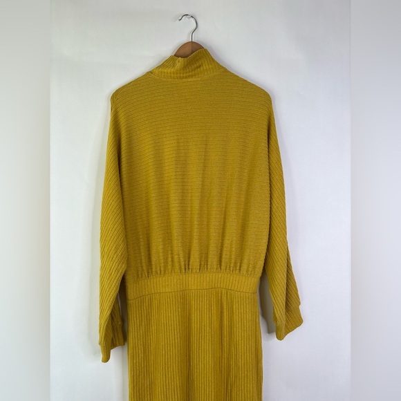 Anthropologie Saturday Sunday Mariah Ribbed Midi Knit Dress Yellow size Medium - Picture 7 of 10